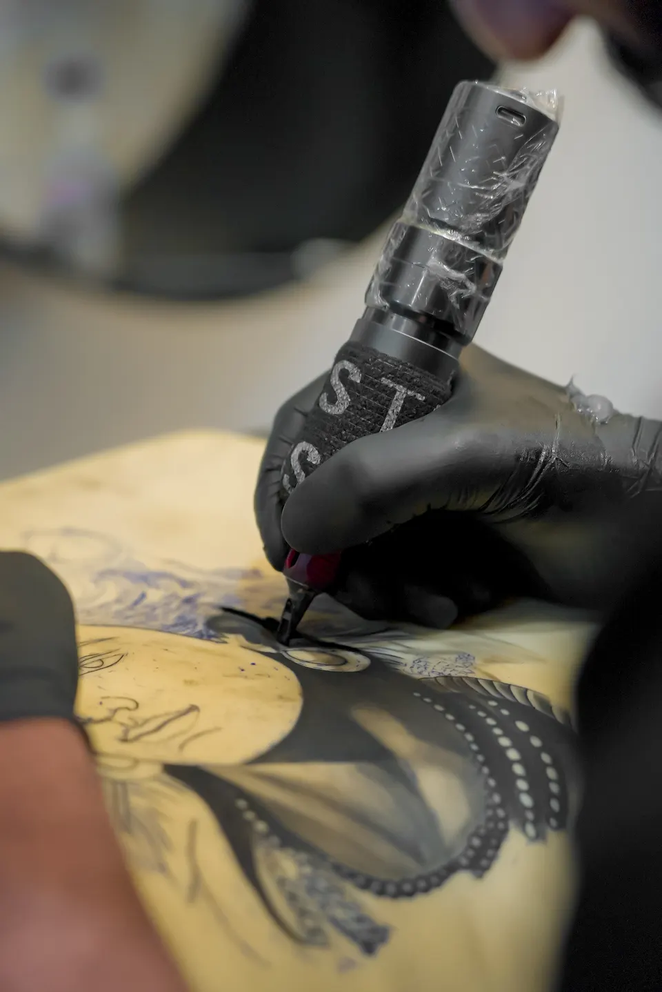Tattoo training in progress at the Kamz Inkzone Academy