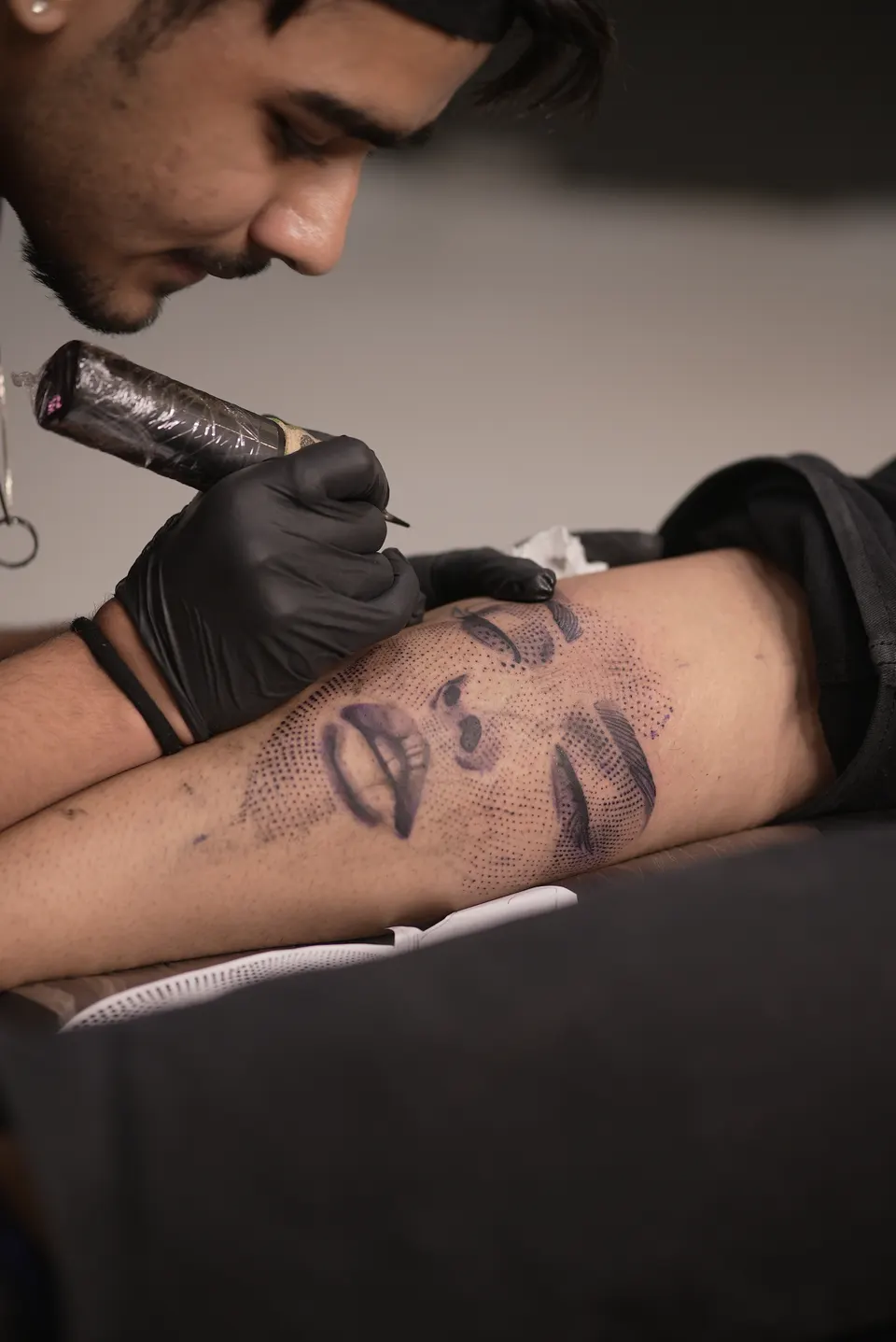 Tattoo training in progress at the Kamz Inkzone Academy