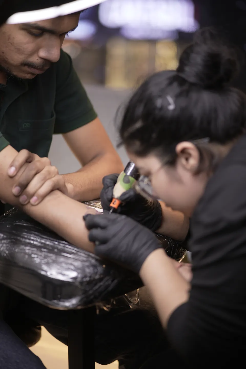 Tattoo training in progress at the Kamz Inkzone Academy