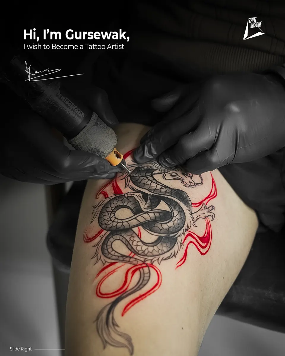 Tattoo training in progress at the Kamz Inkzone Academy